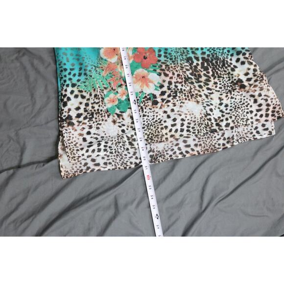 Soft Surroundings Top Womens L Multi Roll Tab Sleeve Tunic Tropical Print Floral - Picture 7 of 9